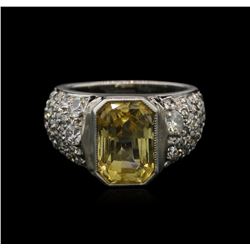 6.28ct Yellow Sapphire and Diamond Ring - Platinum