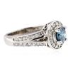Image 2 : 14KT White Gold 1.05ctw Fancy Blue Diamond Ring