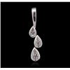 Image 2 : 14KT White Gold 0.10ctw Diamond Pendant With Chain