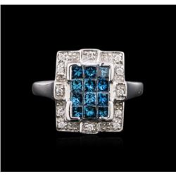 14KT White Gold 0.94ctw Blue Diamond Ring