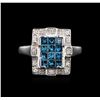 Image 1 : 14KT White Gold 0.94ctw Blue Diamond Ring