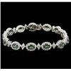 Image 1 : 7.80ctw Alexandrite and Diamond Bracelet - 14KT White Gold