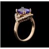Image 3 : 3.46ct Tanzanite and Diamond Ring - 14KT Rose Gold