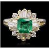 Image 1 : 14KT Yellow Gold 1.18ct Emerald and Diamond Ring