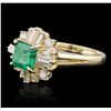 Image 2 : 14KT Yellow Gold 1.18ct Emerald and Diamond Ring