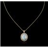 Image 2 : 14KT Yellow Gold 5.88ct Opal and Diamond Pendant With Chain