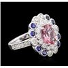 Image 2 : 14KT White Gold 2.24ct Tourmaline, Sapphire and Diamond Ring