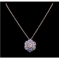 14KT Rose Gold 7.06ctw Tanzanite and Diamond Pendant With Chain