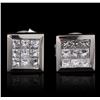 Image 1 : 14KT White Gold 0.73ctw Princess Diamond Earrings