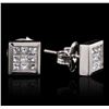 Image 2 : 14KT White Gold 0.73ctw Princess Diamond Earrings