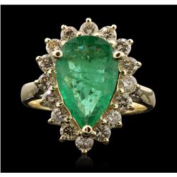 14KT Yellow Gold 2.60ct Emerald and Diamond Ring