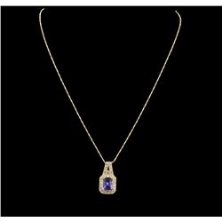 14KT Yellow Gold 2.85ct Tanzanite and Diamond Pendant