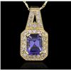 Image 2 : 14KT Yellow Gold 2.85ct Tanzanite and Diamond Pendant