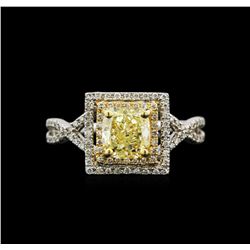 1.31ctw Yellow Diamond Ring - 14KT White Gold