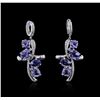 Image 1 : 14KT White Gold 11.81ctw Tanzanite and Diamond Earrings