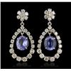 Image 1 : 14KT White Gold 7.22ct Tanzanite and Diamond Earrings