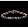 Image 1 : 15.60ctw Blue Sapphire and Diamond Bracelet - 14KT Rose Gold
