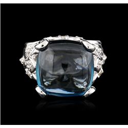 14KT White Gold 14.69ct Topaz and Diamond Ring