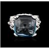 Image 1 : 14KT White Gold 14.69ct Topaz and Diamond Ring