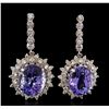 Image 1 : 14.78ctw Tanzanite and Diamond Earrings - 14KT White Gold