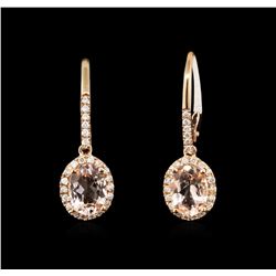 14KT Rose Gold 1.41ctw Morganite and Diamond Earrings