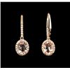 Image 1 : 14KT Rose Gold 1.41ctw Morganite and Diamond Earrings