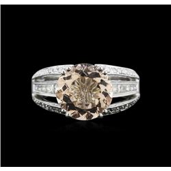 3.54ct Morganite and Diamond Ring - 18KT White Gold