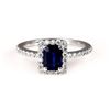 Image 1 : 1.00ct Blue Sapphire and Diamond Ring - 14KT White Gold