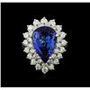 Image 1 : 14KT White Gold 6.85ct Tanzanite and Diamond Ring