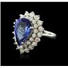 Image 2 : 14KT White Gold 6.85ct Tanzanite and Diamond Ring