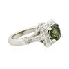 Image 2 : 14KT White Gold 1.88ct Green Tourmaline and Diamond Ring