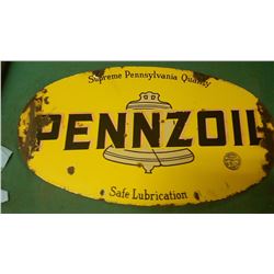 Porcelin Double Sided Penzoil Sign