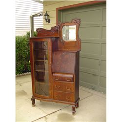 1/4 Cut Fancy Carved Secretary Bookcase