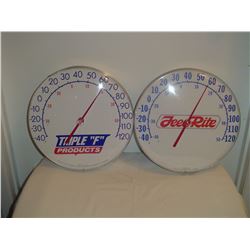 Round Advertising Thermometers Triple f & FeedRite 12" (2)