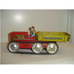 Large Old Wind-Up Toy Bull Dozer