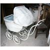 Image 1 : Wicker Baby Carriage w/ wooden spoked wheels