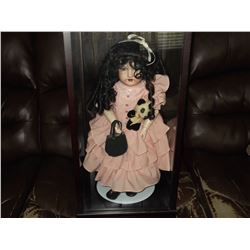 Porcelin Doll & Showcase Hand Made