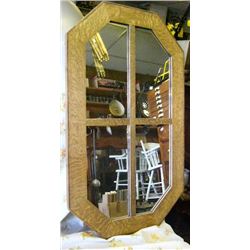 1/4 Cut Oak Octagon Mirror built from reclaimed lumber