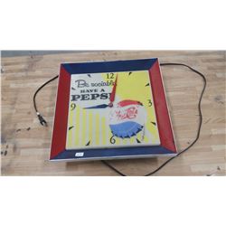 Be Sociable Pepsi Sign Clock 16" x16" Lights up