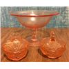 Image 1 : 3 Pieces Pink Depression Glass