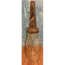 Vintage Glass Quart Oil Bottle