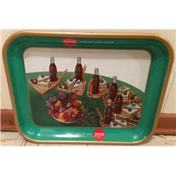 1960's Coca Cola Tray Green w/ Coke Bottles