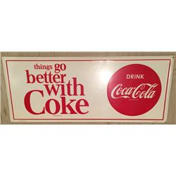1960's NOS Coca Cola Tin Sign approx. 14" x 30"