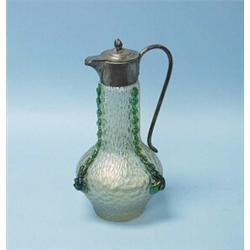 ART NOUVEAU - LOETZ, AUSTRIA. A very good iridescent glass lemonade jug with relief ripple design…