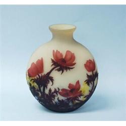 ART NOUVEAU - MULLER FRERES, LUNNEVILLE. A fine cameo glass vase. Of flask form with fused blue a…