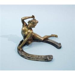 GEORGES RECIPON (1860-1923) French school. A well cast gilt patinated bronze figure of a young fe…