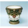 Image 1 : A fine antique French Sevres porcelain jardiniere. Hand painted and gilt on white ground with pin…