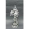 Image 1 : An unusual French Baccarat crystal candelabrum. The siren form frosted glass base supporting thre…