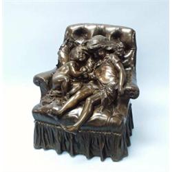 ARISTIDE-ONESIME CROISY (1840-1899) French school. A brown patinated bronze figural group of a ba…