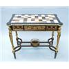 Image 1 : An important antique French lady's desk with marble top. The shaped top inlaid in a checker board…